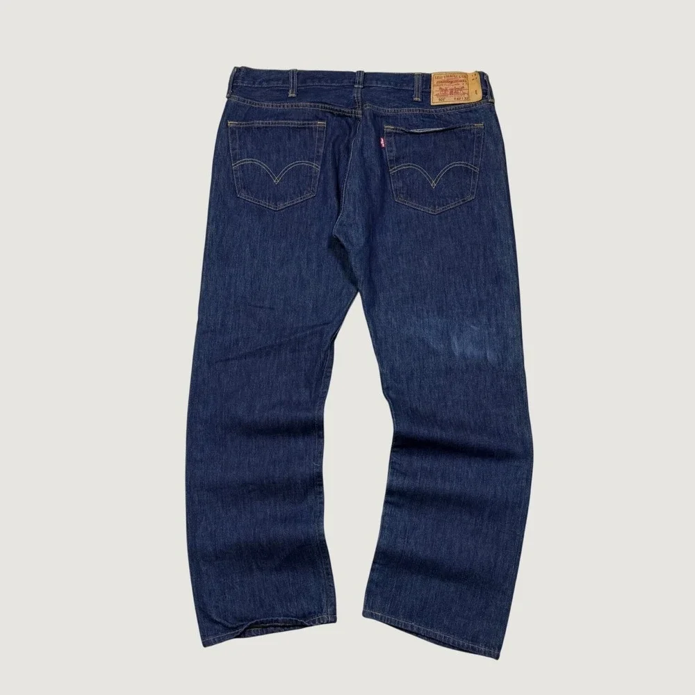 Levis 501 Original Fit Straight Leg Jeans Dark Wash Indigo Blue W42 L32